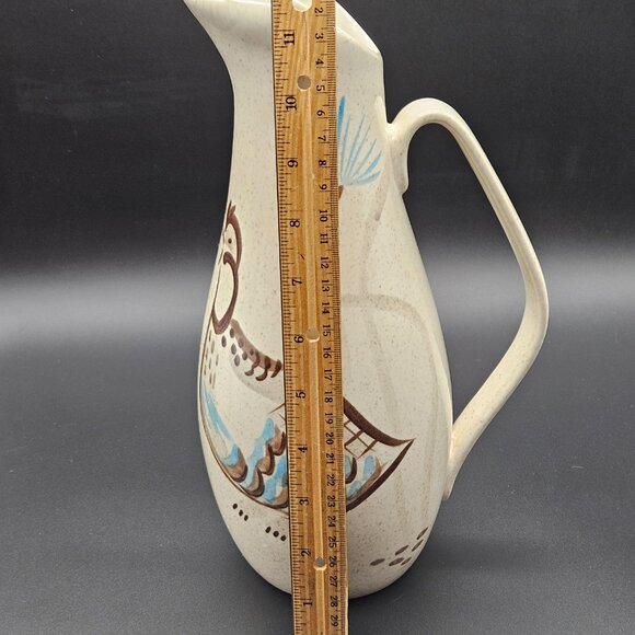 Vtg Red Wing Pottery Bob White Quail Water Pitcher Ice Lip Cream Color MCM 60 Oz - Picture 7 of 8
